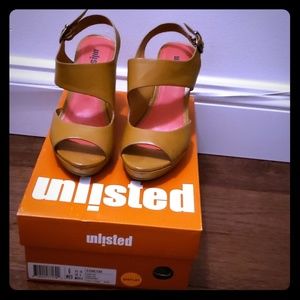 Unlisted Tan Leather Wedges open toe Size 6M